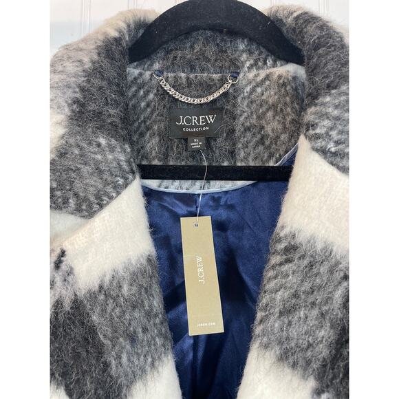 NWT J. Crew Sold Out Relaxed Topcoat Italian Brushed Buffalo Ccheck Size XL - Picture 6 of 9